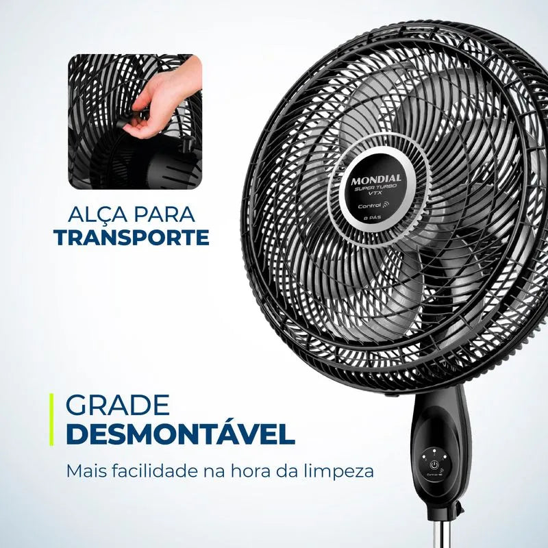 Ventilador de Coluna Mondial VTX-40C-8P 40cm 8 Pás c/controle 3 Velocidades 220 V