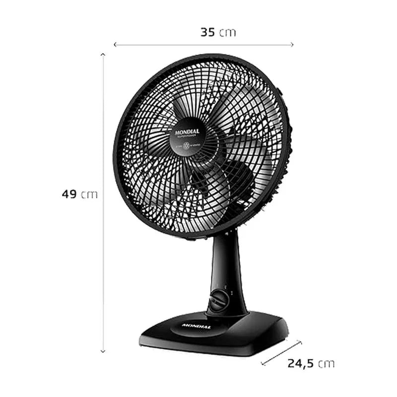 Ventilador Mondial Super Power, 30cm, 3 Velocidades, Preto - Vsp-30-B 110v 220v